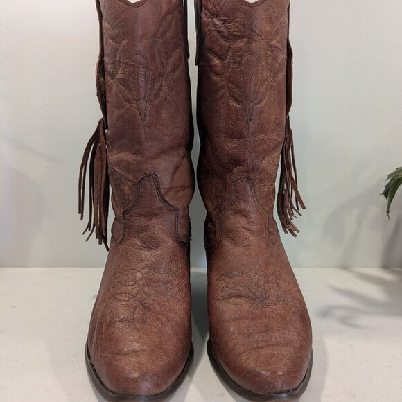 Laredo Brown leather mid-calf cowboy boots - women's size 5 - Picture 7 of 7
